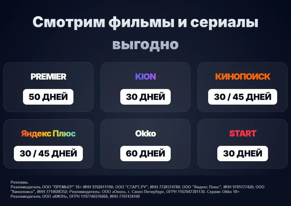 Смотрим фильмы и сериалы с выгодой 🍿