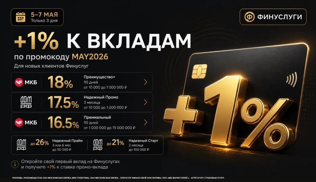Финуслуги: +1% к ставке промо-вклада