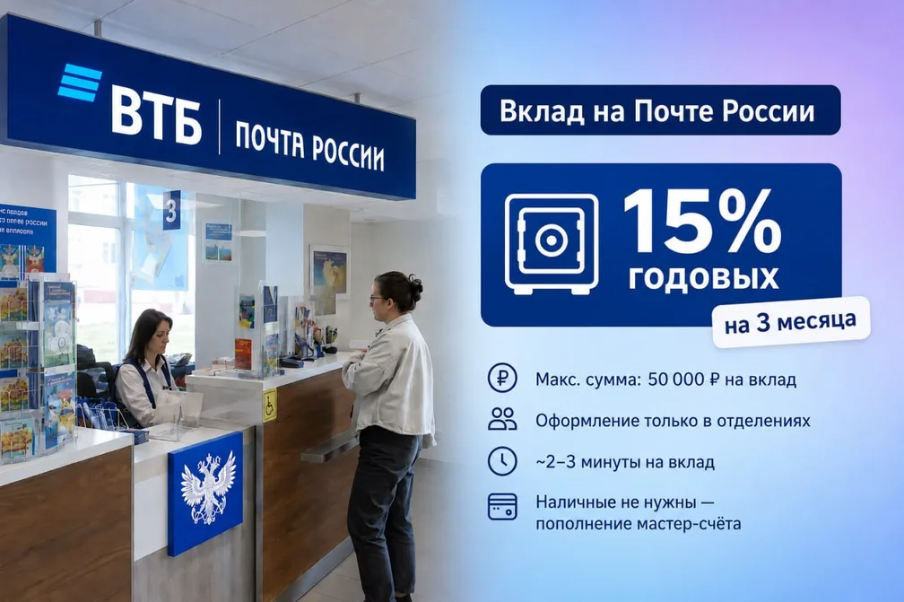 Вклад на Почте России с 15% годовых