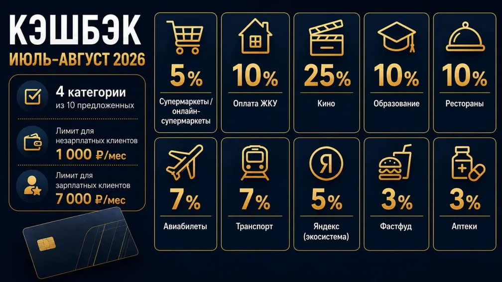 «Новиком»: категории кэшбэка на июль-август'26