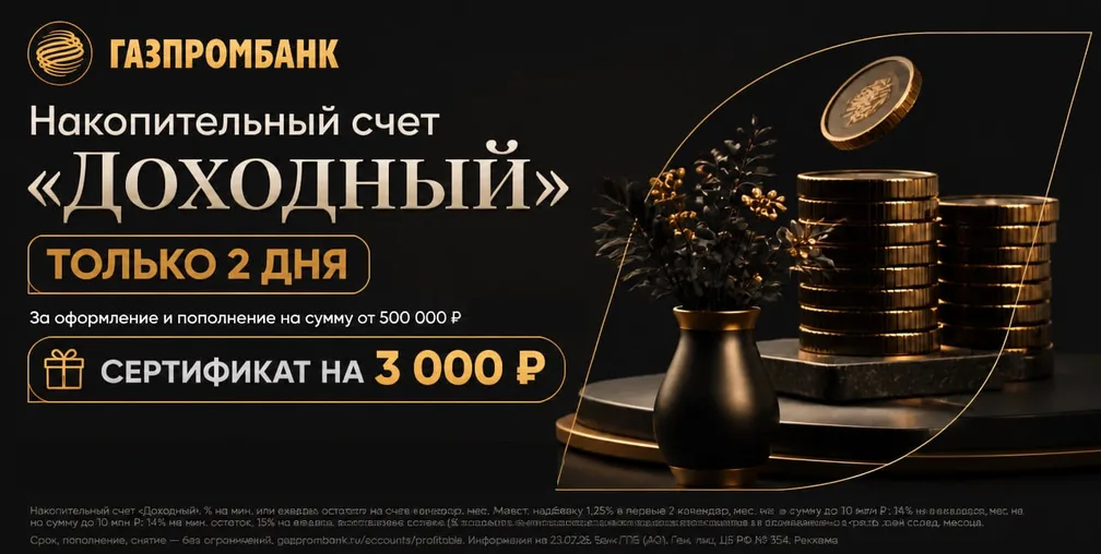 Сертификат на 3000 ₽ за открытие НС «Доходный» в ГПБ