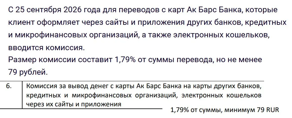 Ак Барс вводит комиссию за "стягивание" с карт