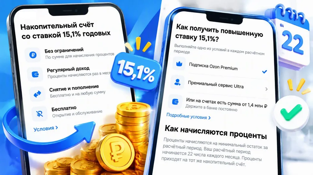 Повторные 15.1% годовых в Озон Банке