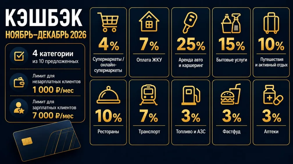 «Новиком»: категории кэшбэка на ноябрь-декабрь'26